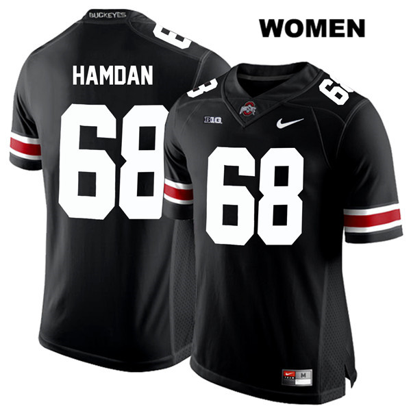 Ohio State Buckeyes Women's Zaid Hamdan #68 White Number Black Authentic Nike College NCAA Stitched Football Jersey LY19Q47KE